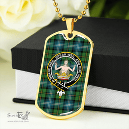 ScottishPlaid Urquhart Ancient Clan Tartan Dog Tag Necklace - Crest Classic Scottish Plaid Tartan Plaid