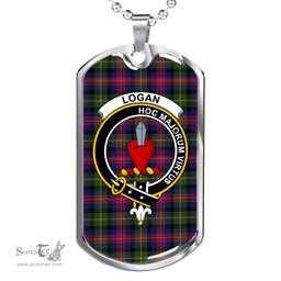 Scottish Logan Clan Tartan Dog Tag Necklace - Crest Classic Scottish Plaid Tartan Plaid