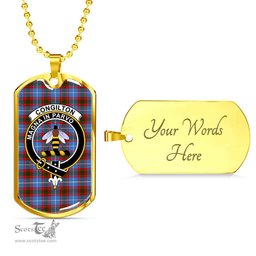 Scottish Congilton Clan Tartan Dog Tag Necklace - Crest Classic Scottish Plaid Tartan Plaid