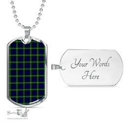 Scottish Lamont Modern Clan Tartan Dog Tag Necklace - Classic Scottish Plaid Tartan Plaid