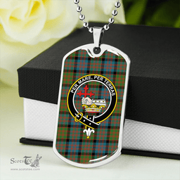 ScottishPlaid MacDonald (Donald) Ancient Clan Tartan Dog Tag Necklace - Crest Classic Scottish Plaid Tartan Plaid