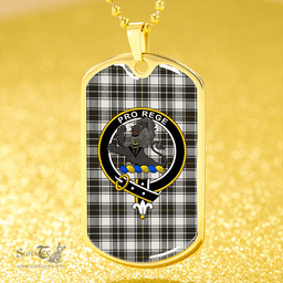 ScottishPlaid MacFie of Colonsay Dress (MacPhee of Colonsay Dress) Weathered Clan Tartan Dog Tag Necklace - Crest Classic Scottish Plaid Tartan Plaid