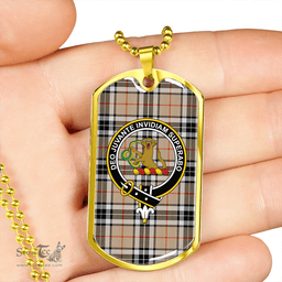 ScottishPlaid Thomson Camel (MacThomas/Thompson Camel) Modern Clan Tartan Dog Tag Necklace - Crest Classic Scottish Plaid Tartan Plaid