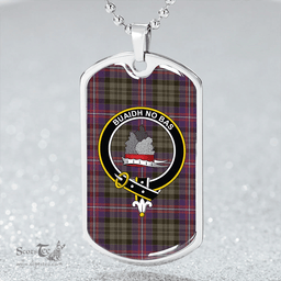 ScottishPlaid MacNeil of Colonsay (MacNeil of Barra of Colonsay) (Highland Society of London) Weathered Clan Tartan Dog Tag Necklace - Crest Classic Scottish Plaid Tartan Plaid