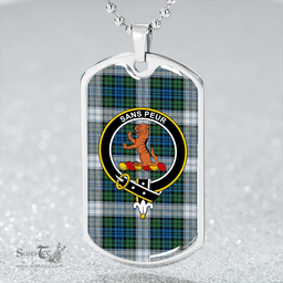 ScottishPlaid Sutherland Dress Ancient Clan Tartan Dog Tag Necklace - Crest Classic Scottish Plaid Tartan Plaid