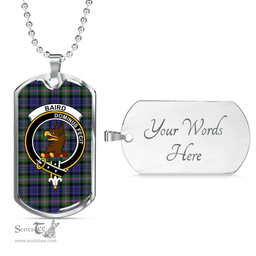 Scottish Baird Clan Tartan Dog Tag Necklace - Crest Classic Scottish Plaid Tartan Plaid