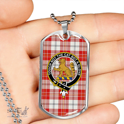 ScottishPlaid MacPherson Dress Red Modern Clan Tartan Dog Tag Necklace - Crest Classic Scottish Plaid Tartan Plaid