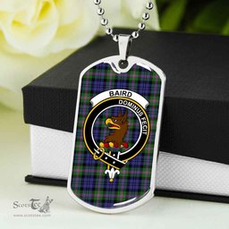 Scottish Baird Clan Tartan Dog Tag Necklace - Crest Classic Scottish Plaid Tartan Plaid