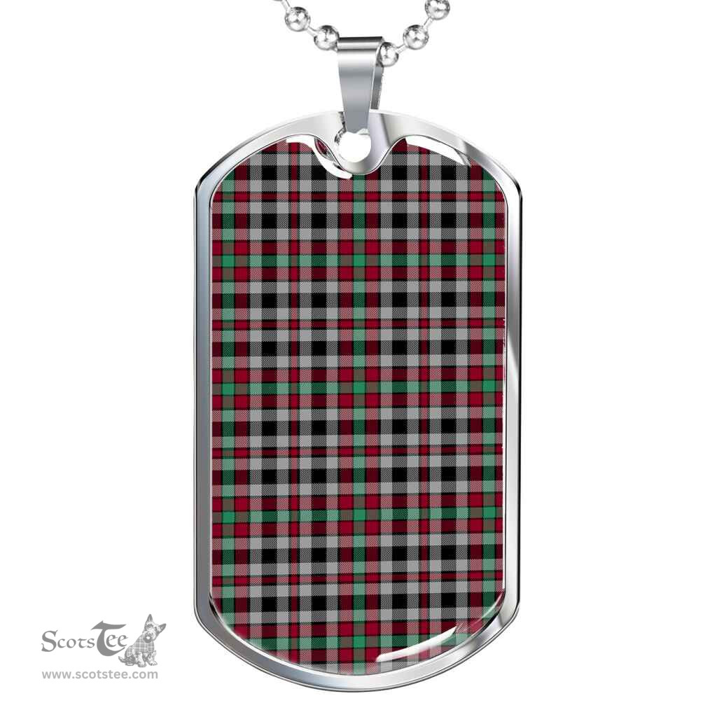 Scottish Borthwick Ancient Clan Tartan Dog Tag Necklace - Classic Scottish Plaid Tartan Plaid