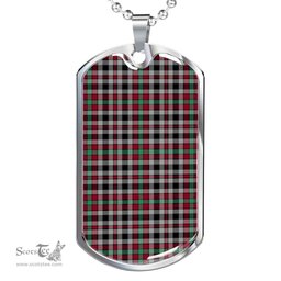 Scottish Borthwick Ancient Clan Tartan Dog Tag Necklace - Classic Scottish Plaid Tartan Plaid