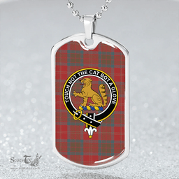 ScottishPlaid MacPherson of Cluny Weathered Clan Tartan Dog Tag Necklace - Crest Classic Scottish Plaid Tartan Plaid
