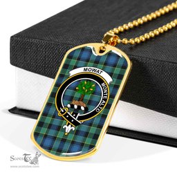 Scottish Mowat (of Inglistoun) Clan Tartan Dog Tag Necklace - Crest Classic Scottish Plaid Tartan Plaid