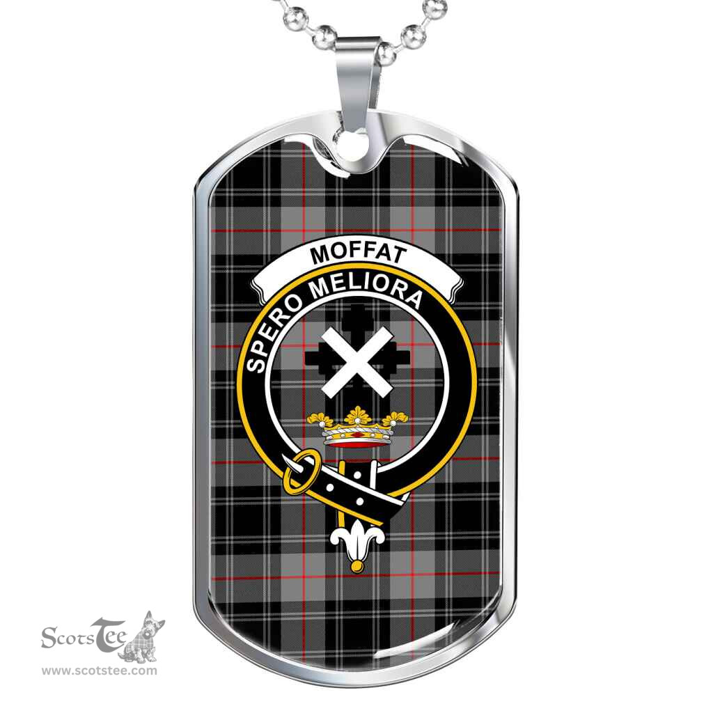 Scottish Moffat Clan Tartan Dog Tag Necklace - Crest Classic Scottish Plaid Tartan Plaid