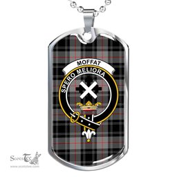 Scottish Moffat Clan Tartan Dog Tag Necklace - Crest Classic Scottish Plaid Tartan Plaid