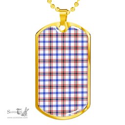 Scottish Boswell Modern Clan Tartan Dog Tag Necklace - Classic Scottish Plaid Tartan Plaid