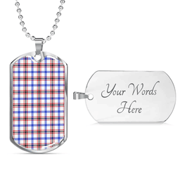 Scottish Boswell Modern Clan Tartan Dog Tag Necklace - Classic Scottish Plaid Tartan Plaid