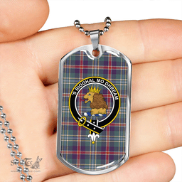 ScottishPlaid Mary, Queen of Scots Weathered Clan Tartan Dog Tag Necklace - Crest Classic Scottish Plaid Tartan Plaid