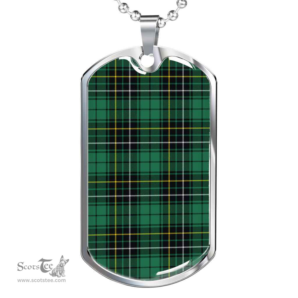 Scottish MacAlpine Ancient Clan Tartan Dog Tag Necklace - Classic Scottish Plaid Tartan Plaid