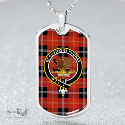 ScottishPlaid Marjoribanks Ancient Clan Tartan Dog Tag Necklace - Crest Classic Scottish Plaid Tartan Plaid