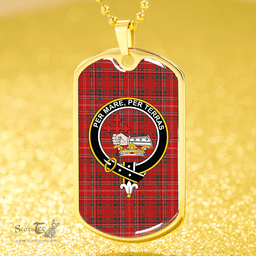 ScottishPlaid MacDonald of Staffa (Donald of Staffa) Modern Clan Tartan Dog Tag Necklace - Crest Classic Scottish Plaid Tartan Plaid