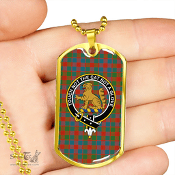 ScottishPlaid MacGowan (Gow) Ancient Clan Tartan Dog Tag Necklace - Crest Classic Scottish Plaid Tartan Plaid