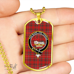 ScottishPlaid MacDonald of Staffa (Donald of Staffa) Modern Clan Tartan Dog Tag Necklace - Crest Classic Scottish Plaid Tartan Plaid