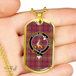 ScottishPlaid MacTier Weathered Clan Tartan Dog Tag Necklace - Crest Classic Scottish Plaid Tartan Plaid