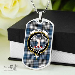 Scottish Napier Clan Tartan Dog Tag Necklace - Crest Classic Scottish Plaid Tartan Plaid