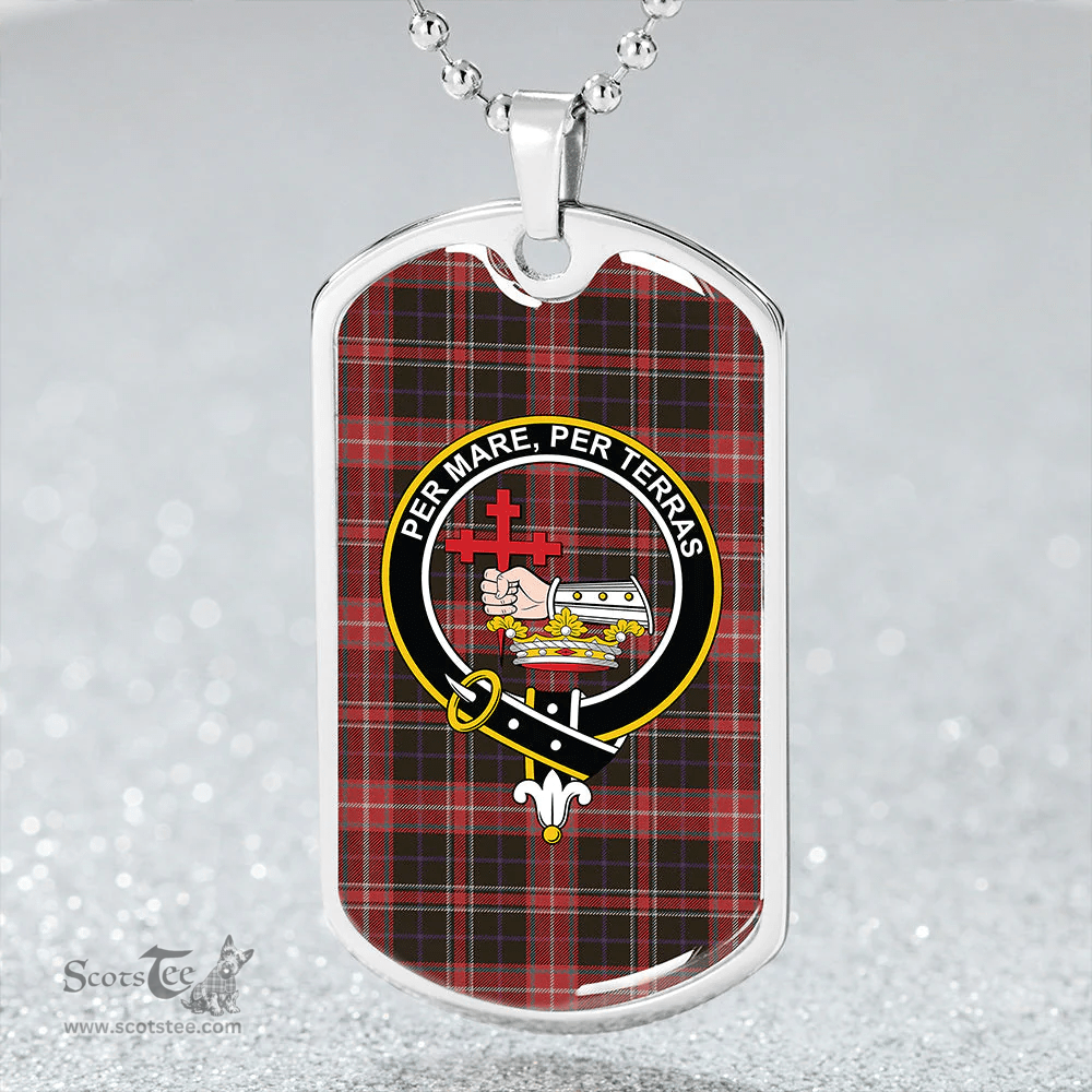 ScottishPlaid MacDonald Sir John A (Donald Sir John A) Weathered Clan Tartan Dog Tag Necklace - Crest Classic Scottish Plaid Tartan Plaid