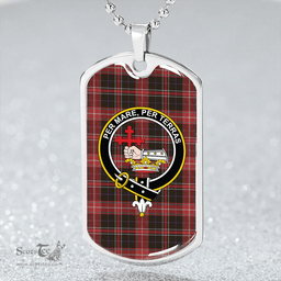 ScottishPlaid MacDonald Sir John A (Donald Sir John A) Weathered Clan Tartan Dog Tag Necklace - Crest Classic Scottish Plaid Tartan Plaid
