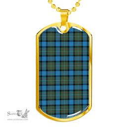 Scottish Fergusson Ancient Clan Tartan Dog Tag Necklace - Classic Scottish Plaid Tartan Plaid
