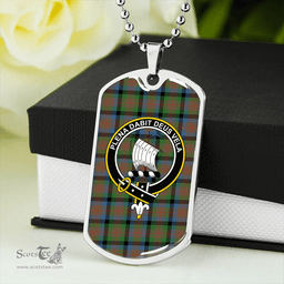 ScottishPlaid Tennant Ancient Clan Tartan Dog Tag Necklace - Crest Classic Scottish Plaid Tartan Plaid