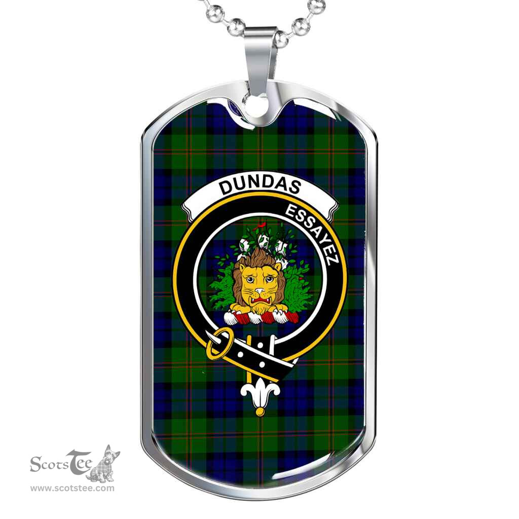 Scottish Dundas Clan Tartan Dog Tag Necklace - Crest Classic Scottish Plaid Tartan Plaid