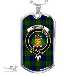 Scottish Dundas Clan Tartan Dog Tag Necklace - Crest Classic Scottish Plaid Tartan Plaid
