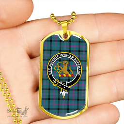 ScottishPlaid MacThomas (Thompson/Thomson) Ancient Clan Tartan Dog Tag Necklace - Crest Classic Scottish Plaid Tartan Plaid
