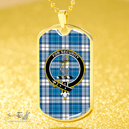 ScottishPlaid Roberton Clan Tartan Dog Tag Necklace - Crest Classic Scottish Plaid Tartan Plaid