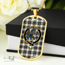 ScottishPlaid MacFie of Colonsay Dress (MacPhee of Colonsay Dress) Weathered Clan Tartan Dog Tag Necklace - Crest Classic Scottish Plaid Tartan Plaid