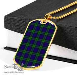 Scottish MacKinlay Modern Clan Tartan Dog Tag Necklace - Classic Scottish Plaid Tartan Plaid