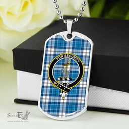 ScottishPlaid Roberton Clan Tartan Dog Tag Necklace - Crest Classic Scottish Plaid Tartan Plaid