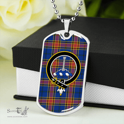 ScottishPlaid Traill (Trayle) Modern Clan Tartan Dog Tag Necklace - Crest Classic Scottish Plaid Tartan Plaid