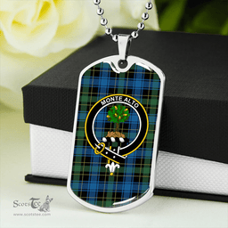 ScottishPlaid Mowat (Clans Originaux) Ancient Clan Tartan Dog Tag Necklace - Crest Classic Scottish Plaid Tartan Plaid