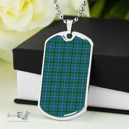 Scottish Douglas Ancient Clan Tartan Dog Tag Necklace - Classic Scottish Plaid Tartan Plaid