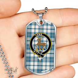 ScottishPlaid Scott Dress Turquoise Ancient Clan Tartan Dog Tag Necklace - Crest Classic Scottish Plaid Tartan Plaid