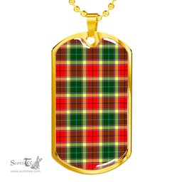 Scottish Gibbs Clan Tartan Dog Tag Necklace - Classic Scottish Plaid Tartan Plaid