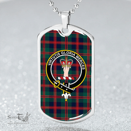 ScottishPlaid Robertson of Struan Modern Clan Tartan Dog Tag Necklace - Crest Classic Scottish Plaid Tartan Plaid