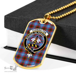 Scottish Congilton Clan Tartan Dog Tag Necklace - Crest Classic Scottish Plaid Tartan Plaid