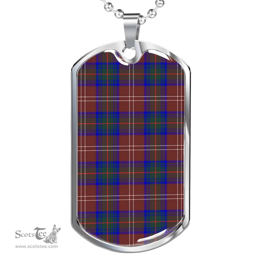 Scottish Chisholm Hunting Modern Clan Tartan Dog Tag Necklace - Classic Scottish Plaid Tartan Plaid