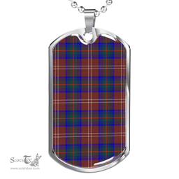 Scottish Chisholm Hunting Modern Clan Tartan Dog Tag Necklace - Classic Scottish Plaid Tartan Plaid