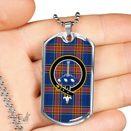 ScottishPlaid Traill (Trayle) Modern Clan Tartan Dog Tag Necklace - Crest Classic Scottish Plaid Tartan Plaid