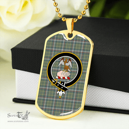 ScottishPlaid Toshach Weathered Clan Tartan Dog Tag Necklace - Crest Classic Scottish Plaid Tartan Plaid